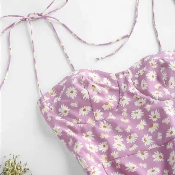 NWT Zaful Purple Floral Dress - Picture 3 of 4